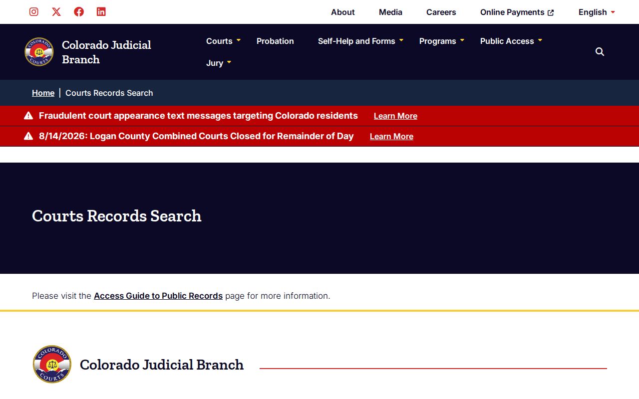 Garfield County court docket and court record search gateway