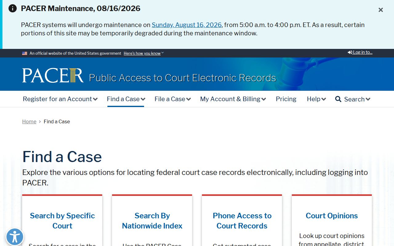 Garfield County court docket federal PACER locator