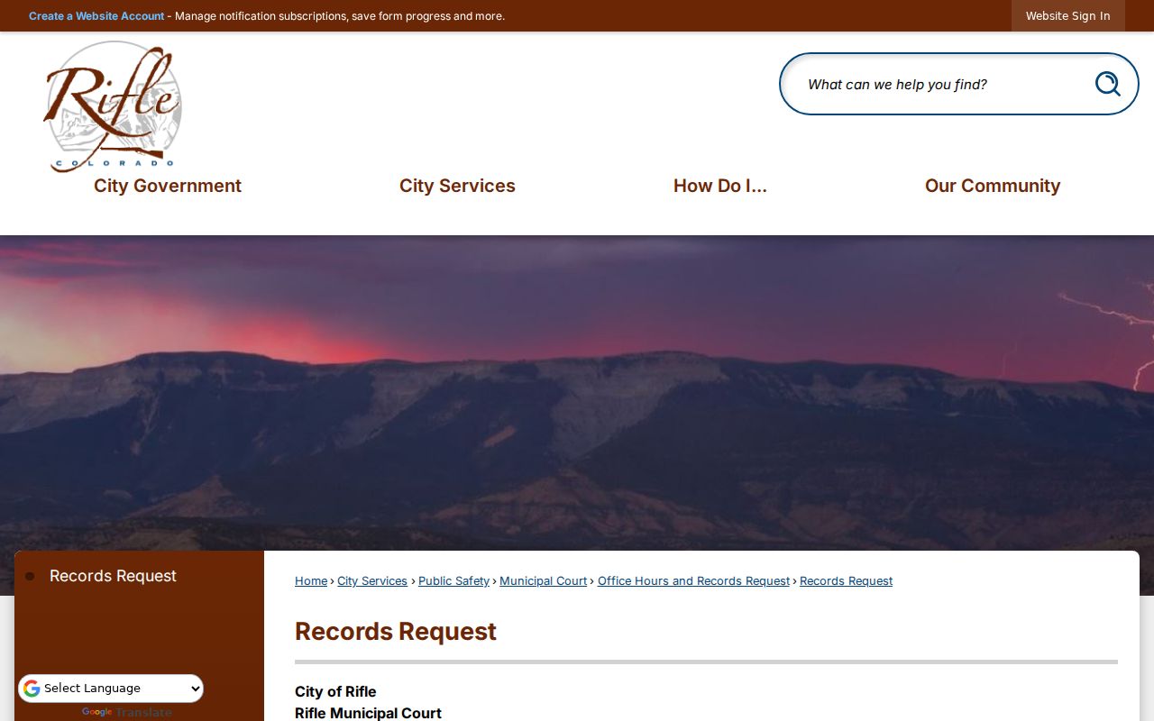 Rifle court records municipal request form